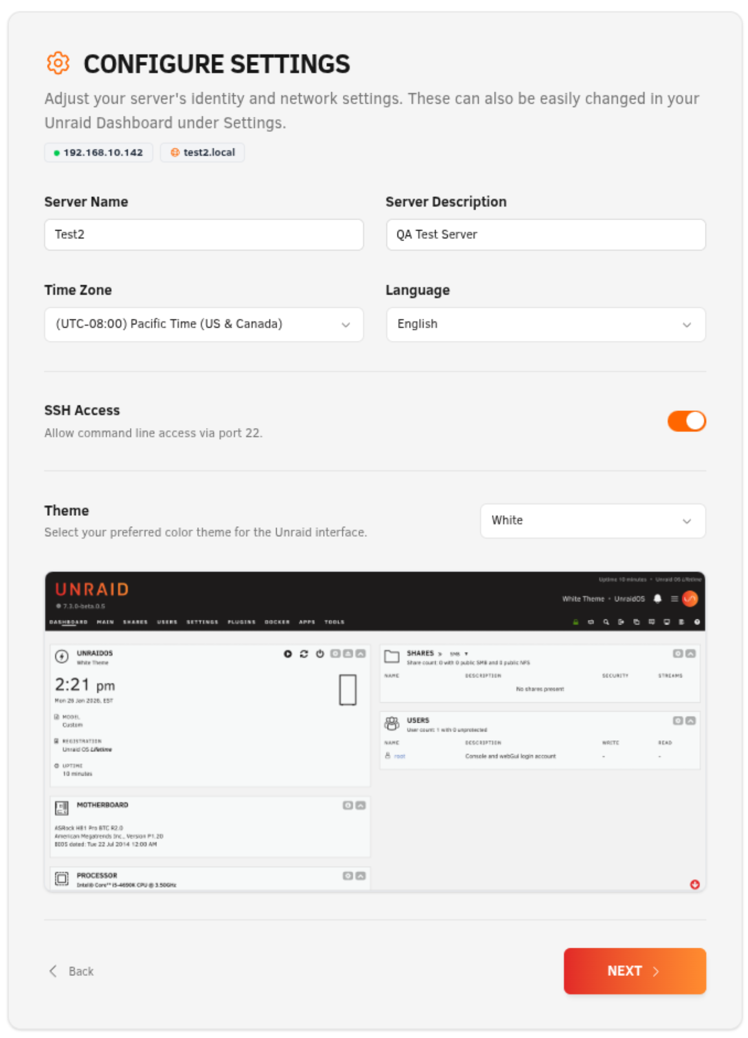 Step 2: Configure Settings